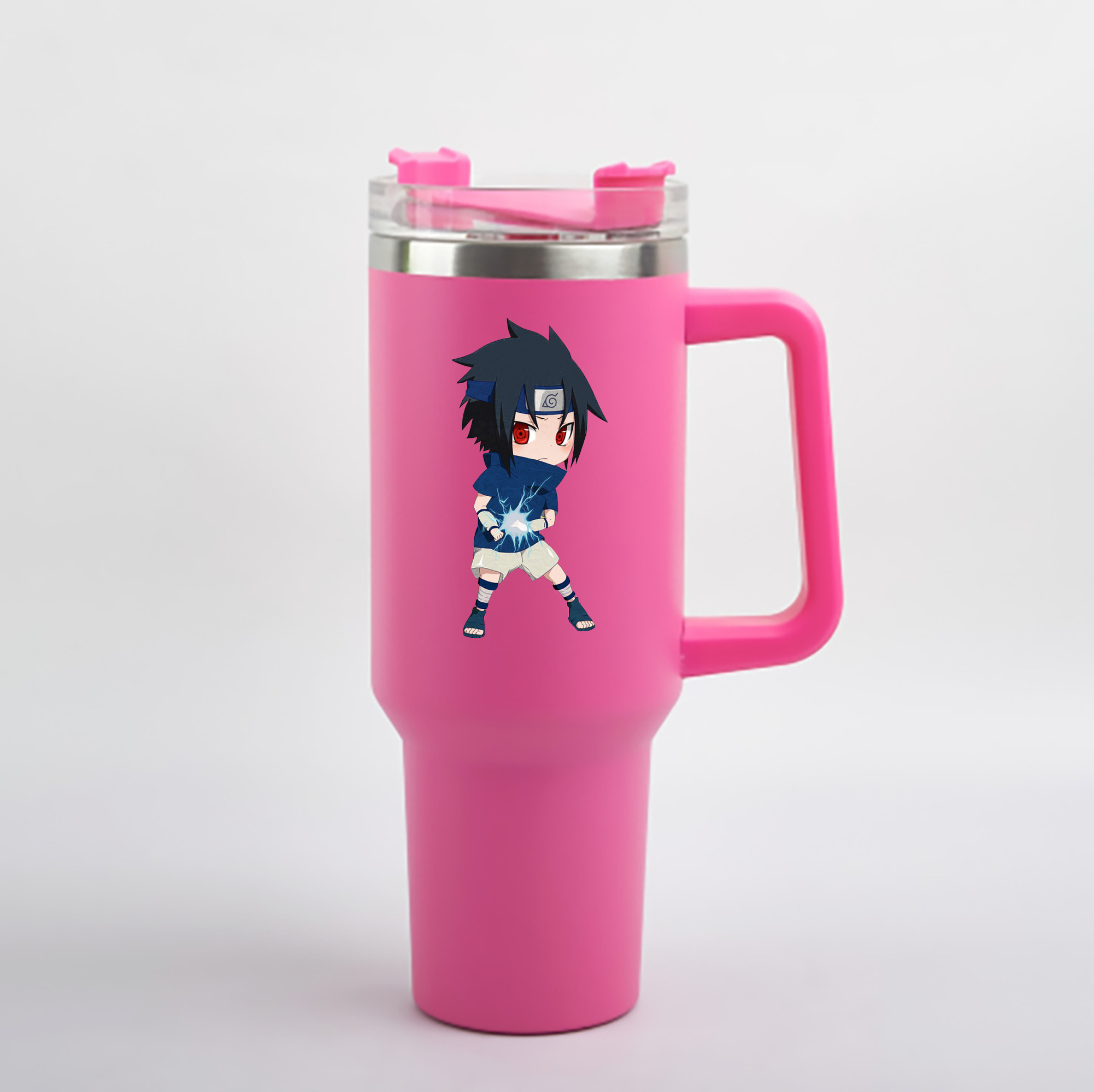 （画像用） NARUTO -ナルト- うちは サスケ Uchiha Sasuke 1200mL車用タンブラー - クリスタルステッカー（プラスチックストロー付き）